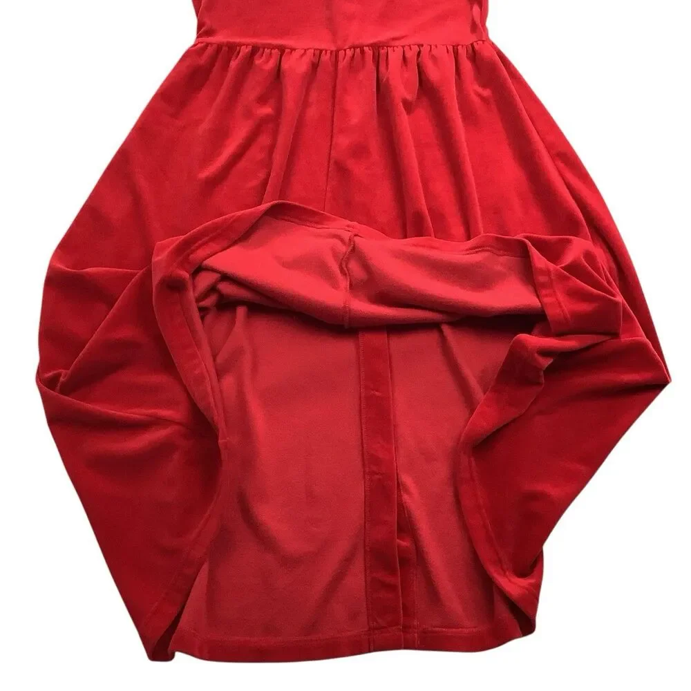 Vintage Red Velvet Midi Maxi Dress L Button Front Pleated A Line Holiday 80s 90s